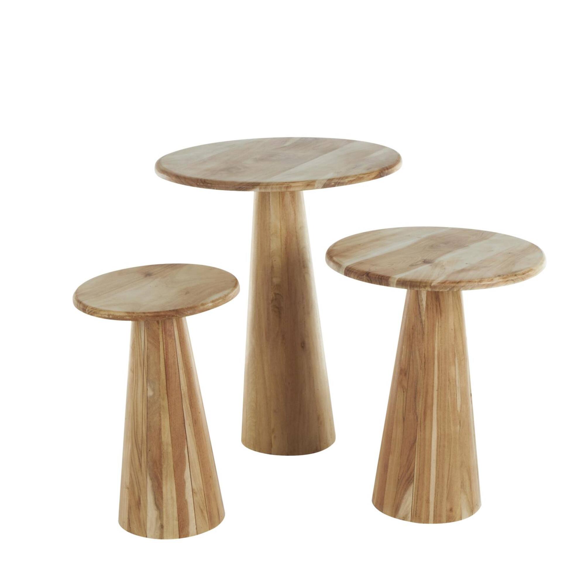 Light Brown Wood Side End Accent Tables Set